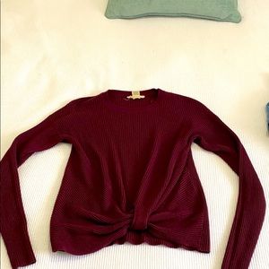 Waffle Knit cropped twist front top